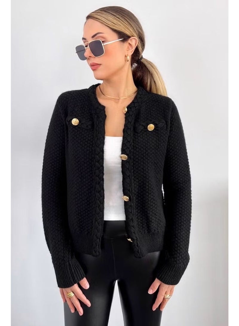 Ritnice Women's Paris Black Hair Knit Detail Knitwear Cardigan / Jacket - Image 2